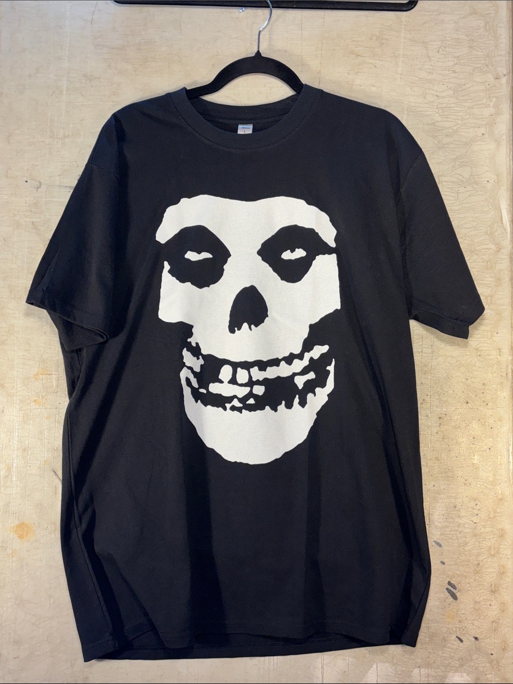 Men's Black Short-Sleeve Tee with White Skull Graphic